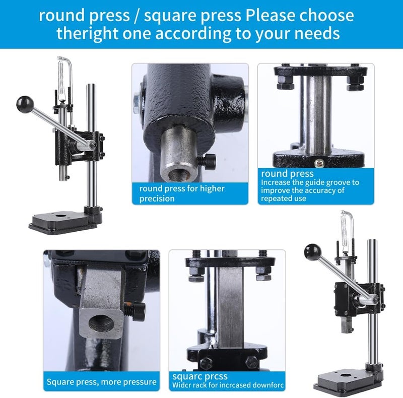 SKMZ Leather Hole Puncher Hand Punching Manual Punch.ductile Iron Base Arbor Presses for DIY Parts Punching, Cutting, Forming Pressing (Square Head Press) - Image 4